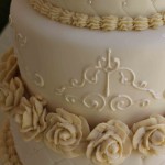 Ivory Rose Wedding Cake Detail