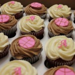 Pink and Brown Basketball Cupcakes