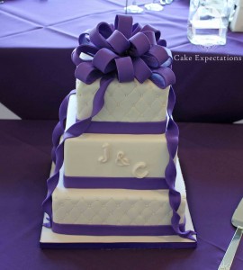 Purple Bow Wedding Cake