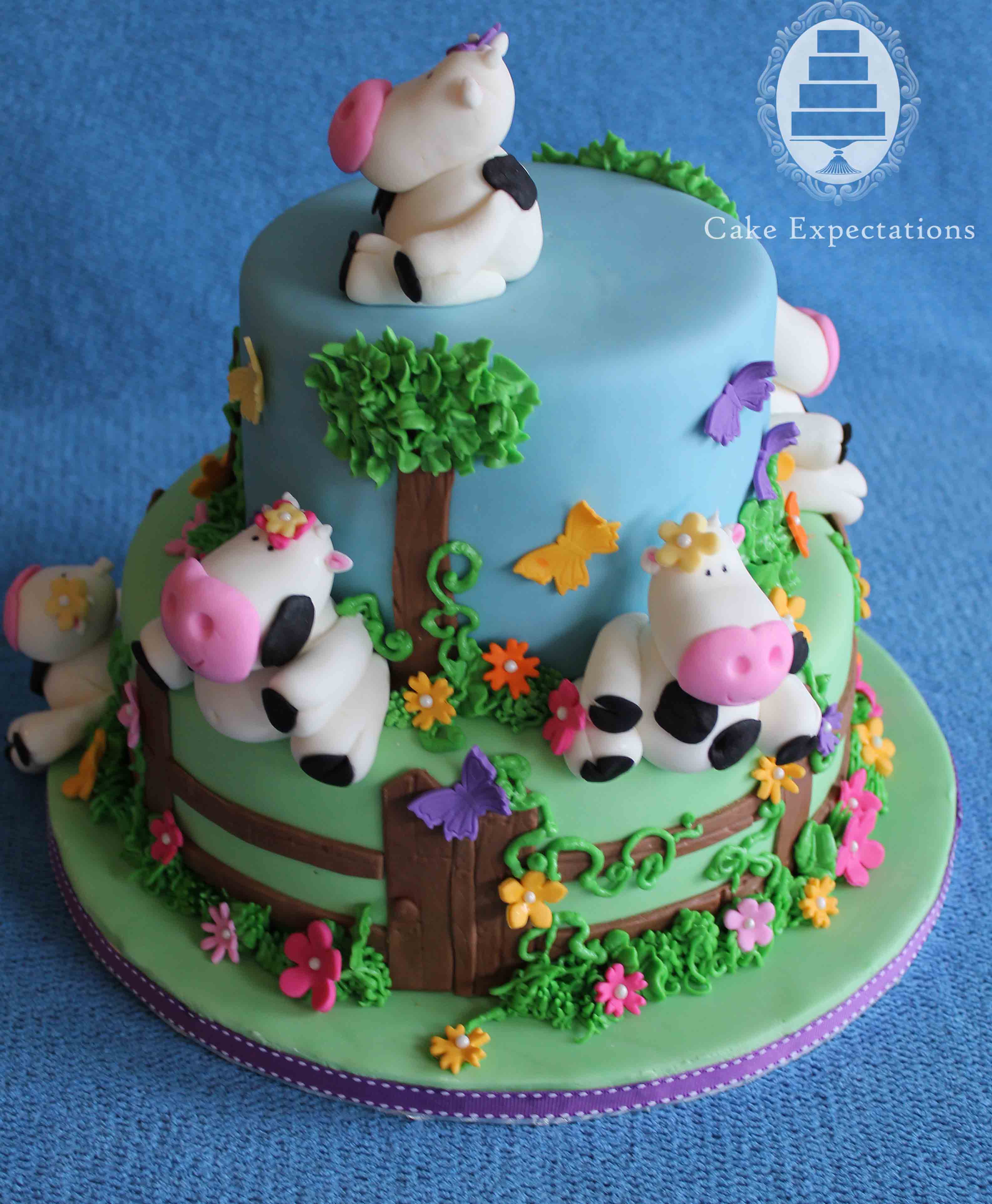 cow farm birthday cake